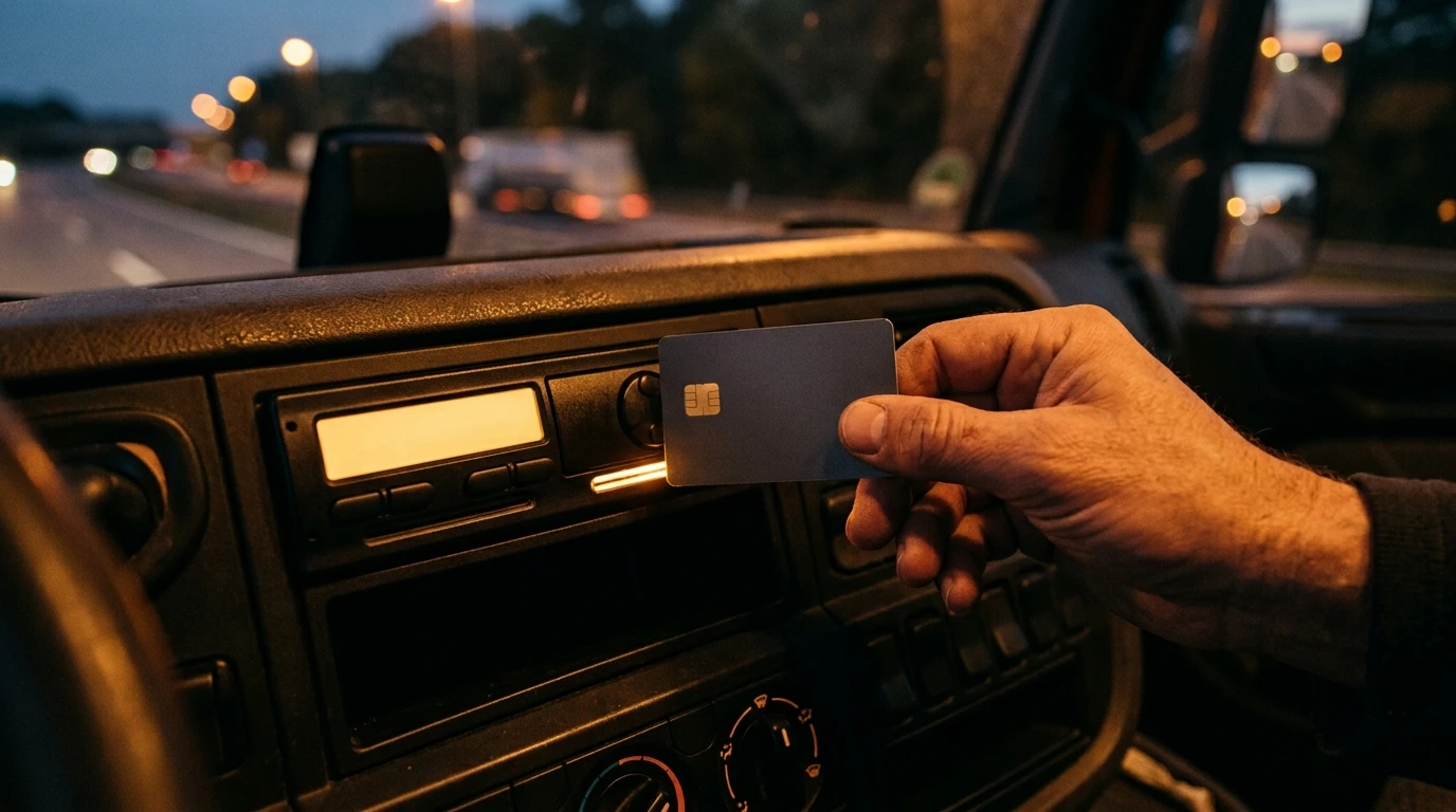 Carta tachigrafica del conducente in primo piano