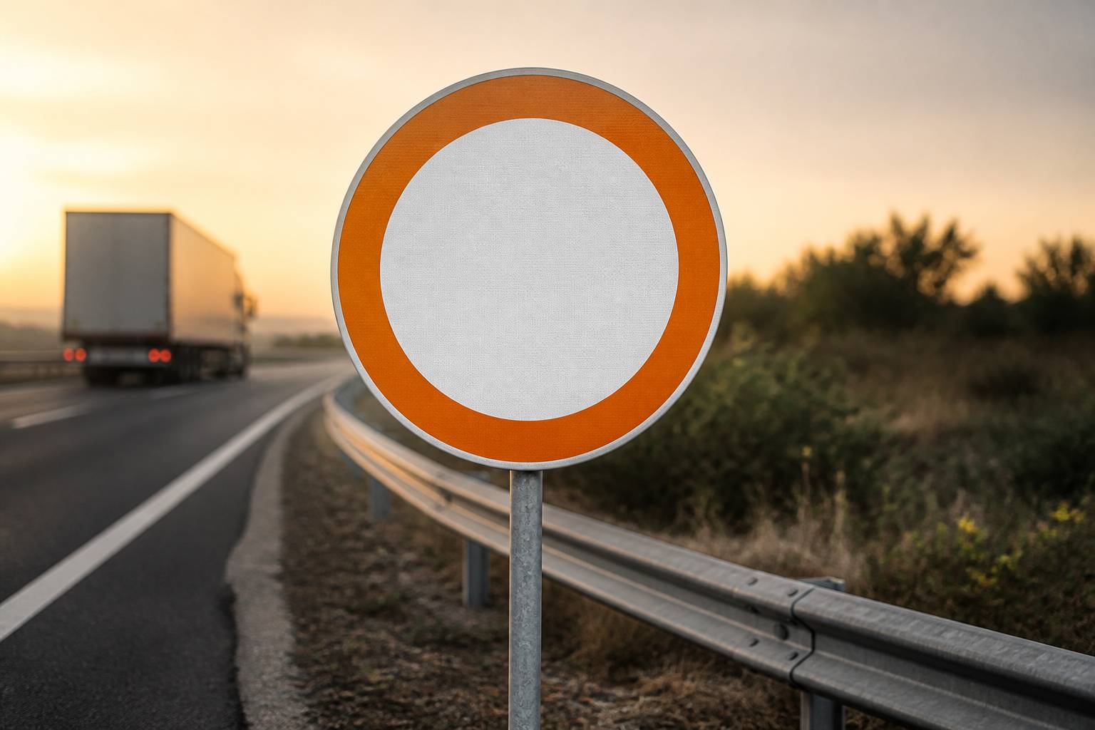 Panneau autoroutier générique au bord d'une route