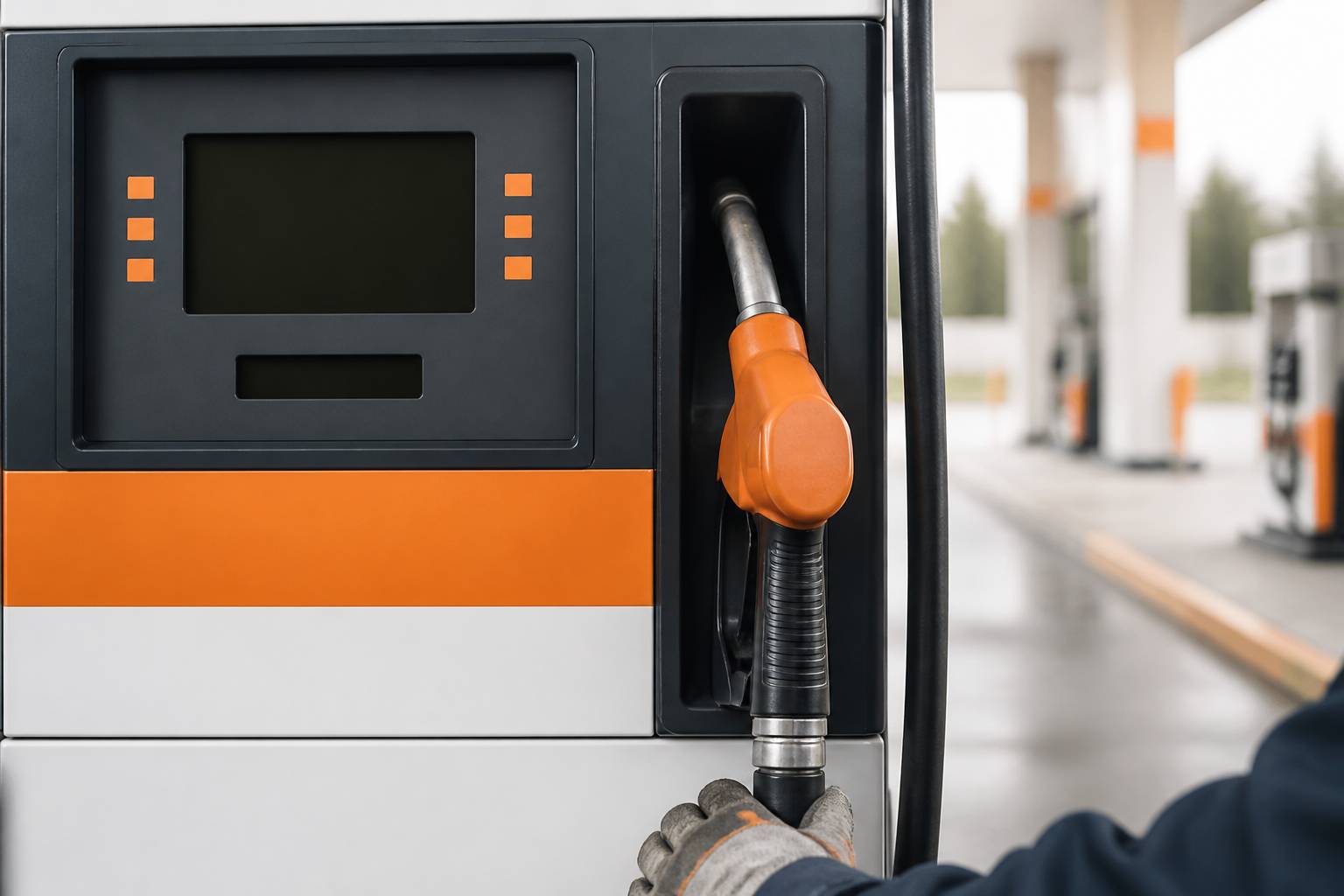 Colonnina di rifornimento con ugello del carburante