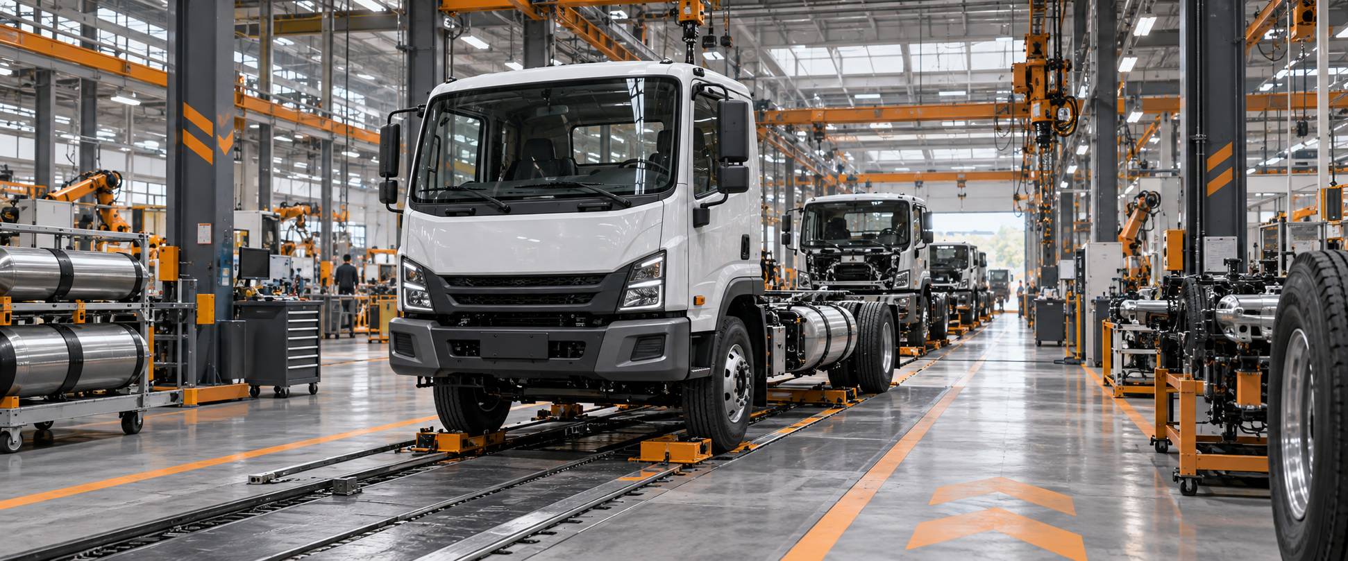 Illustration éditoriale du sujet : Lo stabilimento Iveco di Brescia celebra la produzione del 600.000° Eurocargo, un traguardo di eccellenza industriale